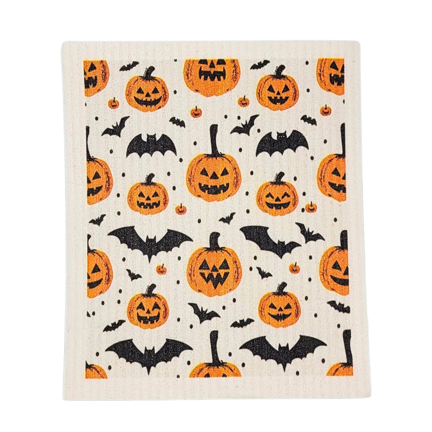 Pumpkins & Bats Halloween Swedish Dishcloth - Fall Decor