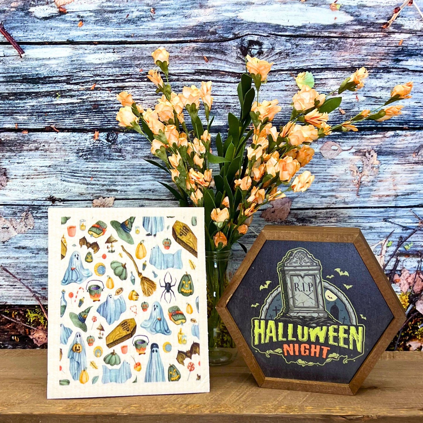 Halloween Ghost Party Fall Decor Swedish Dishcloth