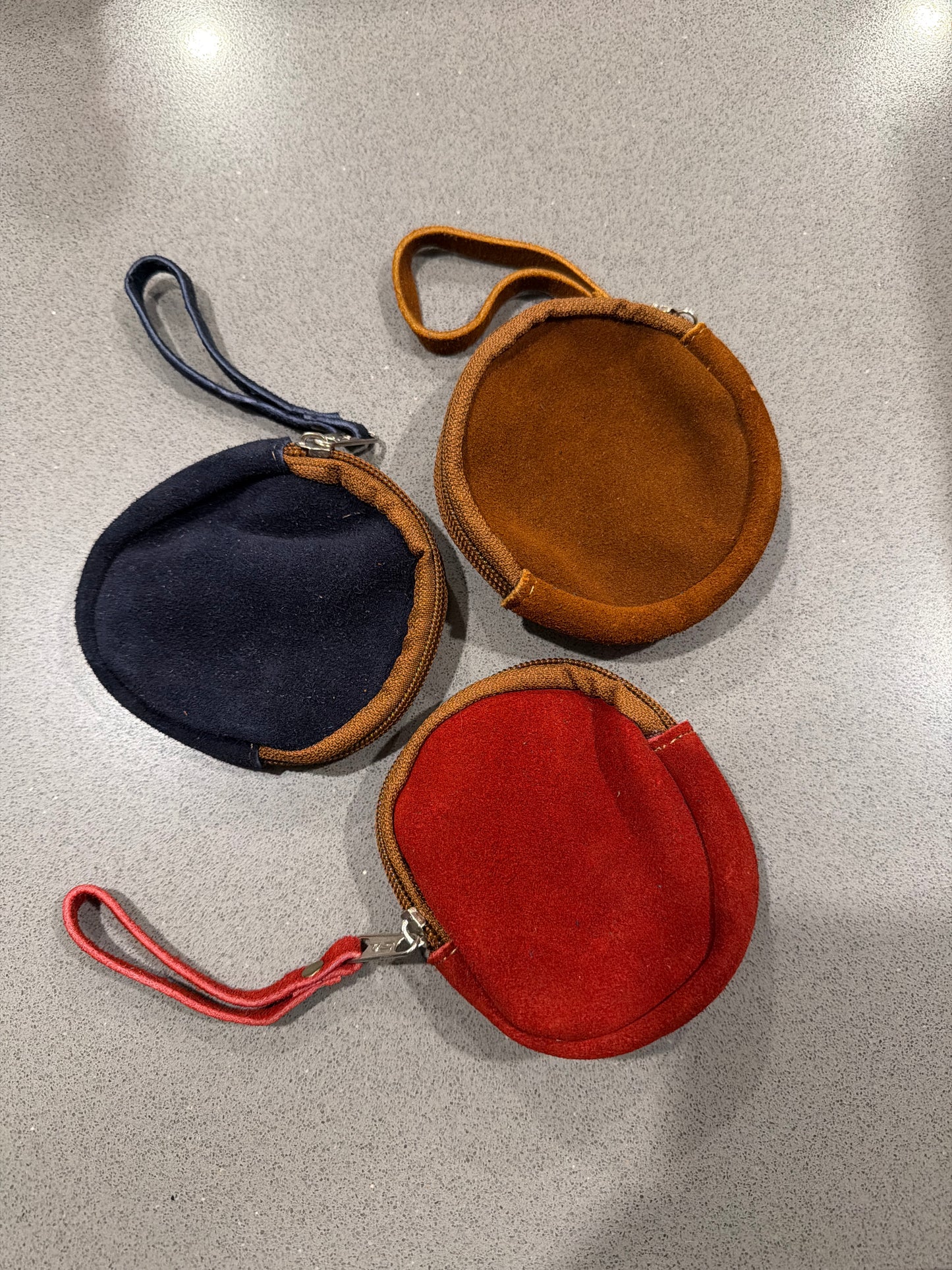 Round Embroidered Floral Leather "Bella" Coin Purse Pouch