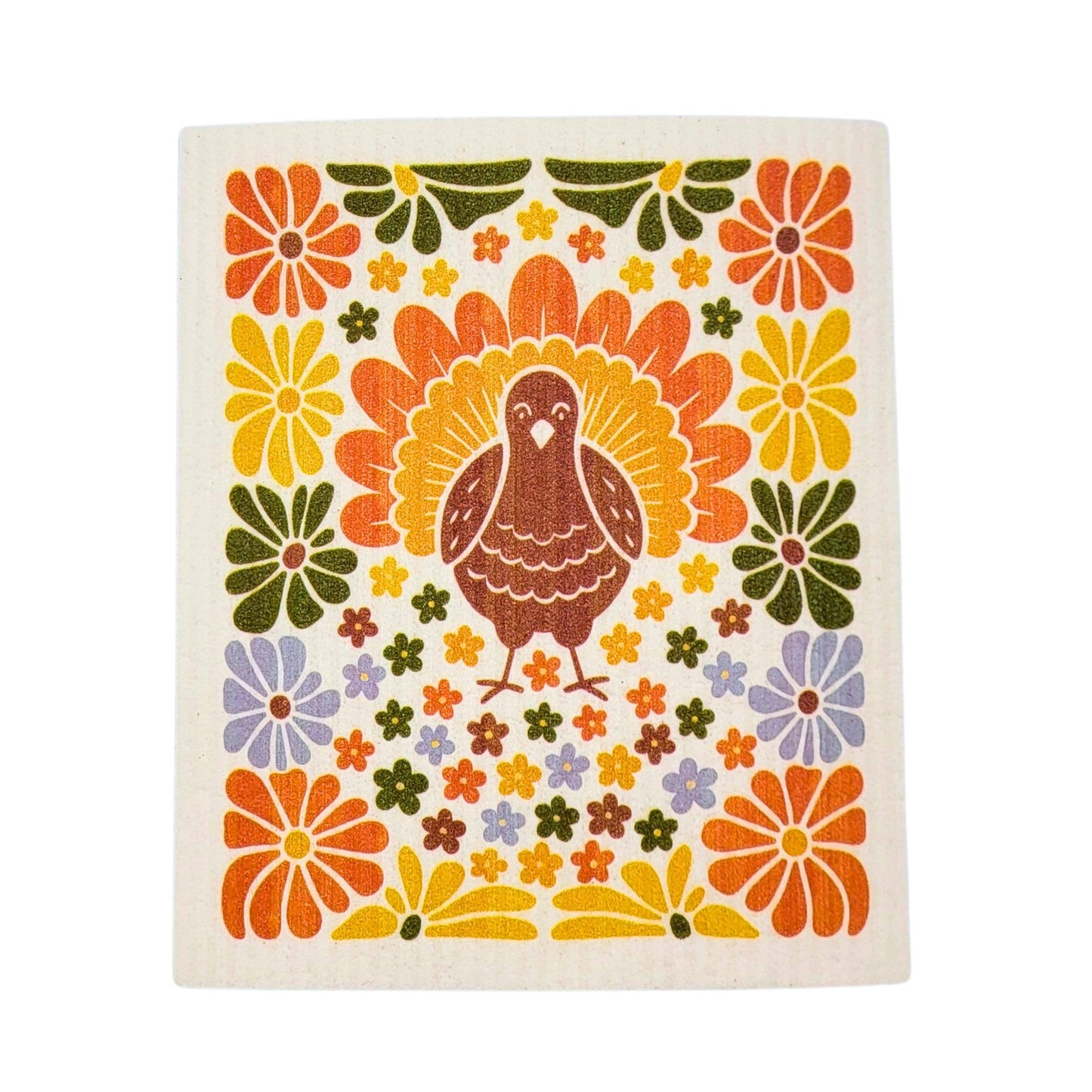 Fall Turkey With Mums Swedish Dishcloths - Fall Decor