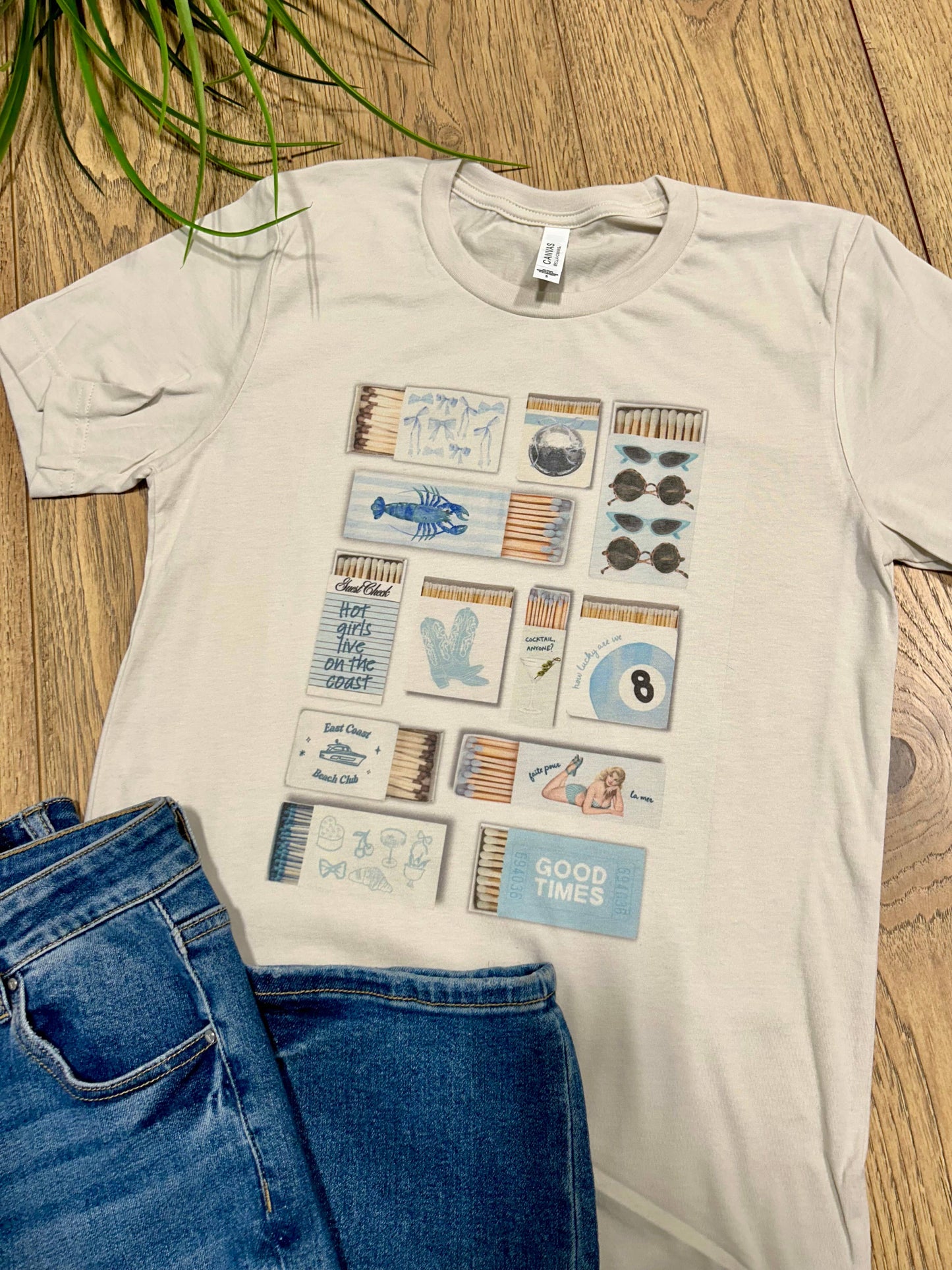 Blue Coastal Match Box Graphic Tee