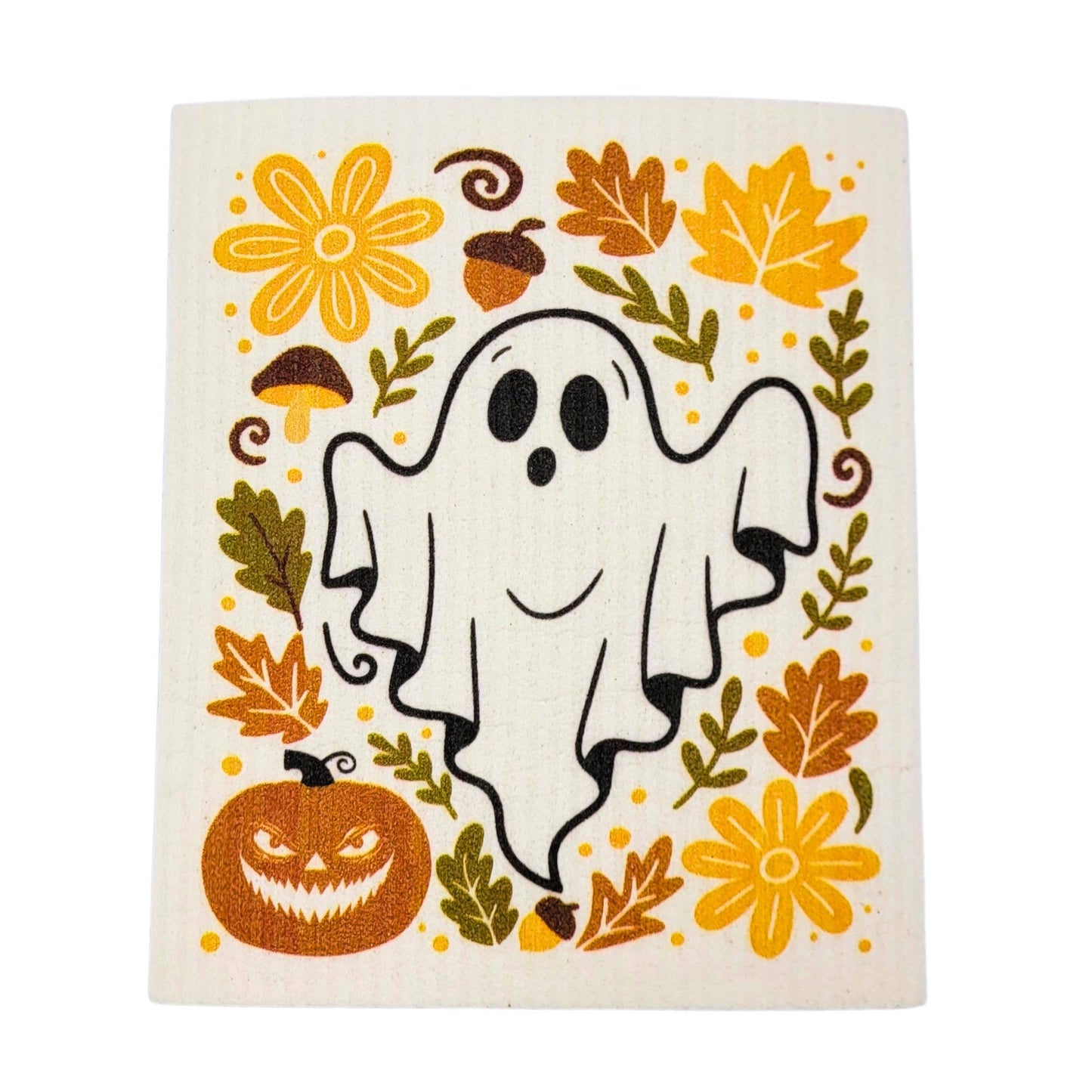 Ghost and Acorn Fall Pattern Swedish Dishclothes Fall Decor