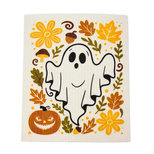 Ghost and Acorn Fall Pattern Swedish Dishclothes Fall Decor