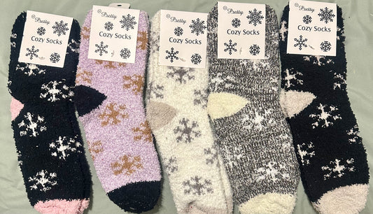 Soft Textured SnowFlake Cozy Socks