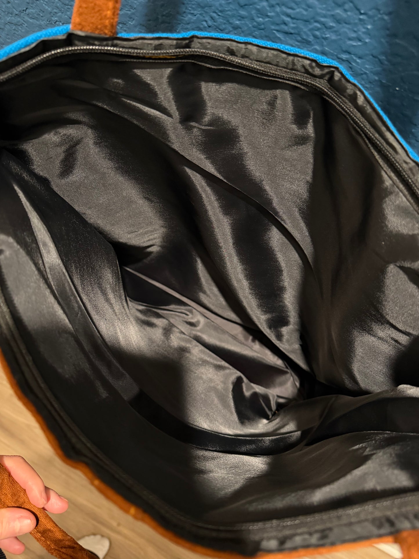 Embroidered Manatee Sea Animals Large Suede Purse Tote Bag