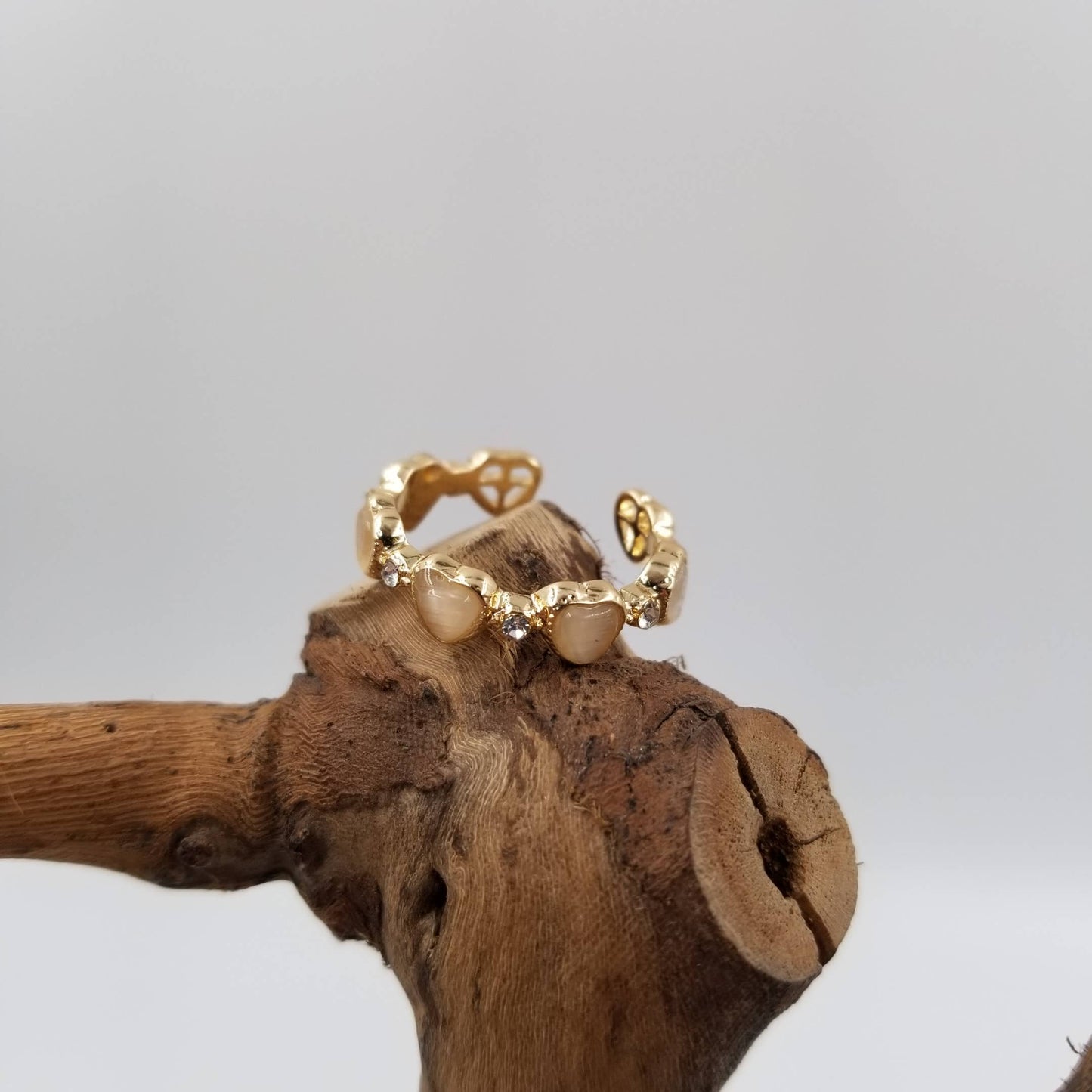 Opal Stone Heart Adjustable Ring