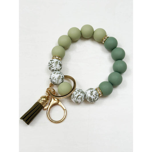 Beaded Keychain Wristlet Key Ring Bracelet