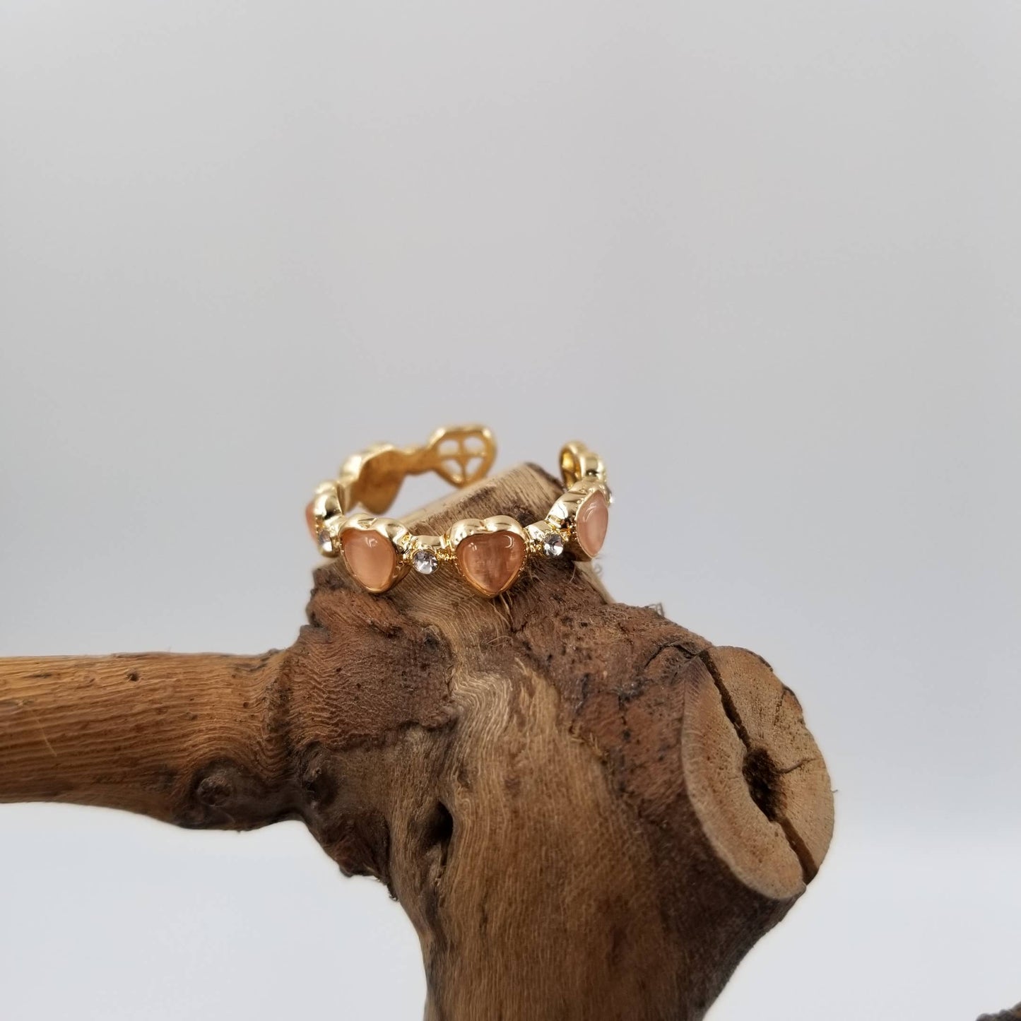 Opal Stone Heart Adjustable Ring